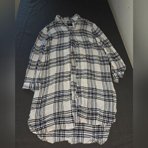 Sears Simply Styled Navy and White Plaid Shirt Dress